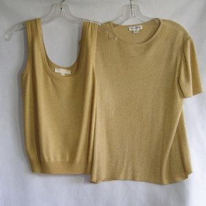 2 St John Gold Shimmer Tops Size M